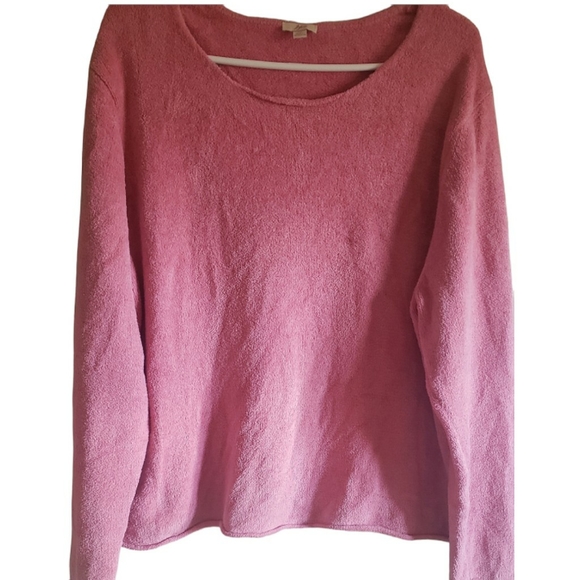 J. Jill Sweaters - J. Jill Pink Sweater Chenille Womens Scoopneck Fuzzy Soft Sz. XL Cropped